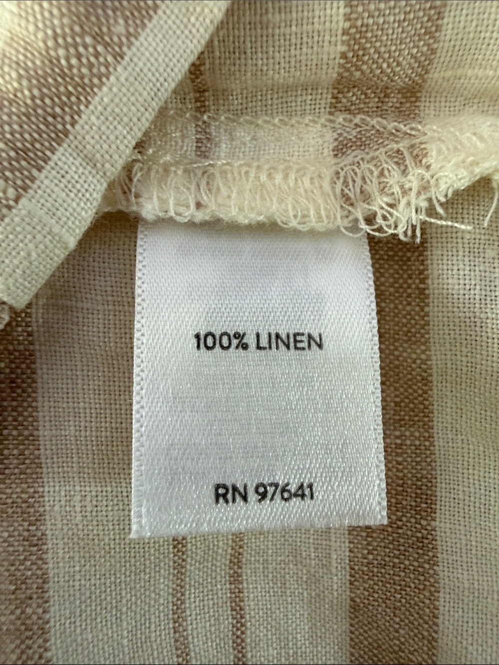 B44 Pure Jill Linen Women’s XS Casual Striped Scoop-Neck Tunic in Cream and Tan - Picture 7 of 8